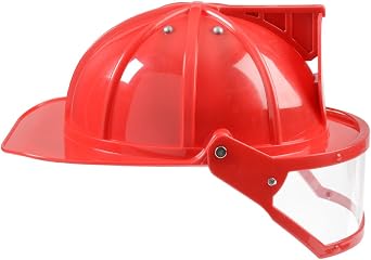 Aeromax Firefighter Helmet with Movable Visor, RED, Adjustable Size