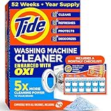 Tide Washing Machine Cleaner 52 Week Supply with Oxi for Front and Top Loader Washer Machines, Deep Cleaning Residue & Odor Eliminator, 12 Month Supply (Packaging May Vary)