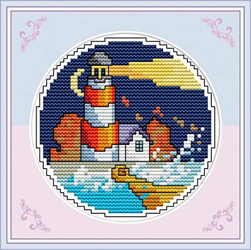 Peinture à Broder au Diamant Phare : Kit Peinture Strass Cristal 30x40cm