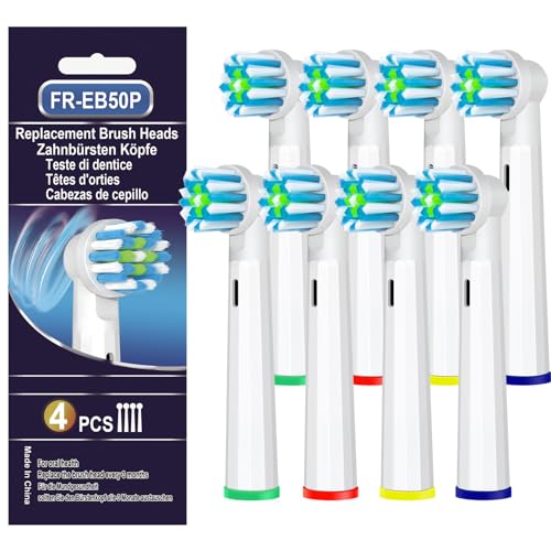 Testine di Ricambio Pro Cross Clean Action Compatibili con Spazzolino Elettrico Oral B, Testine Per Spazzolino di Ricambio Per Pulizia Straordinaria, Di Kisstta (8 Bianco)