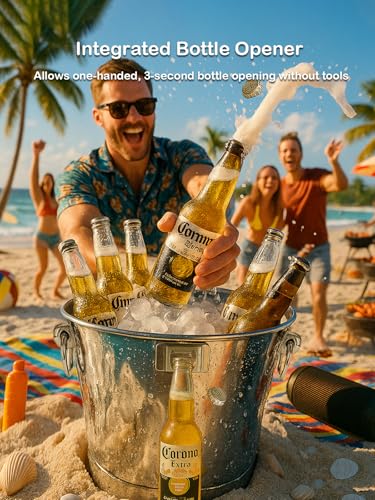 6L Large Ice Bucket 2PCS with Opener for Party, Mimosa Bar Supply Thickened Stainless-Steel Beverage Tubs for Champagne Beers Sparkling Wine Cocktails, Metal Drink Cooler/Holder Double Handles - Image 4
