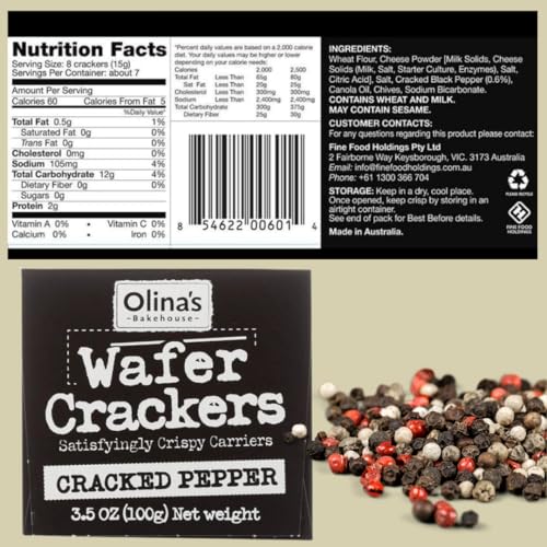 Olina's Bakehouse Crackers, Assorted (3-Pack, Black Pepper - Wafer) - image 2