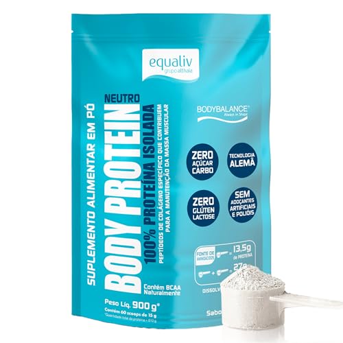EQUALIV - Body Protein Neutro em Pó - Rico em Colágeno e Aminoácidos Essenciais para Desenvolvimento e Recuperação Muscular - Sem Glúten, Sem Lactose, Zero Açúcar - Sem Sabor, Pouch com 900g