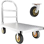 Camion-plate-forme de poids lourds, 2000 LBS Chariot à plat pliable, 43" L x 26" W x 36" H Push Cart Dolly, Camions à main avec 6" Roulettes en nylon, Large Steel Platform Dolly Carrier pour Entrepôt