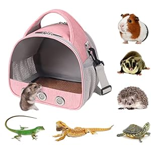 YUDODO Hedgehog Carrier Guinea Pig Carrier Bag Hamster Rat Pouch Gerbil Sugar Glider Portable Pet Travel Handbag Small Animal Carrier Flying Squirrel Carrier Large Pink
