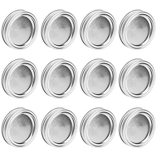 BTOSEP 12 Uds. Tapa de Tarro Tipo Split de Boca Regular Redonda de 70mm Tapa de Sellado de Contenedor para Enlatado de Miel (XH00177 plata)
