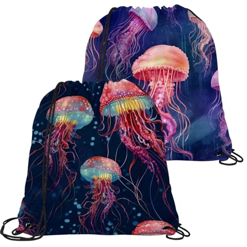 Sac à cordon de serrage pliable sac à dos léger étanche motif méduse lot de 2