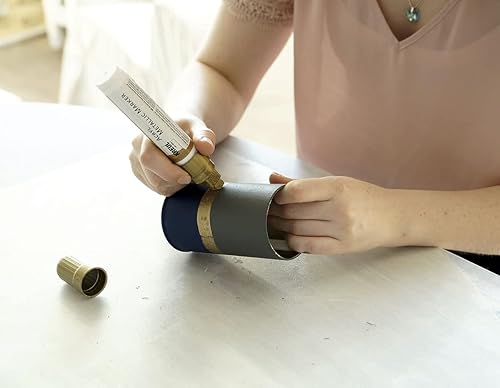 Miniatura 2 de KREUL 46252 - Marcador metálico acrílico XXL con punta de cincel de aproximadamente 0.591in, pintura acrílica permanente plateada con efecto