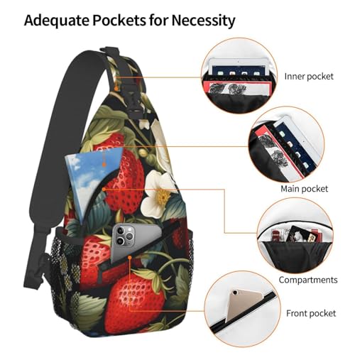 Bolso cruzado con diseño Flower Strawberrys para viaje unisex miniatura 4