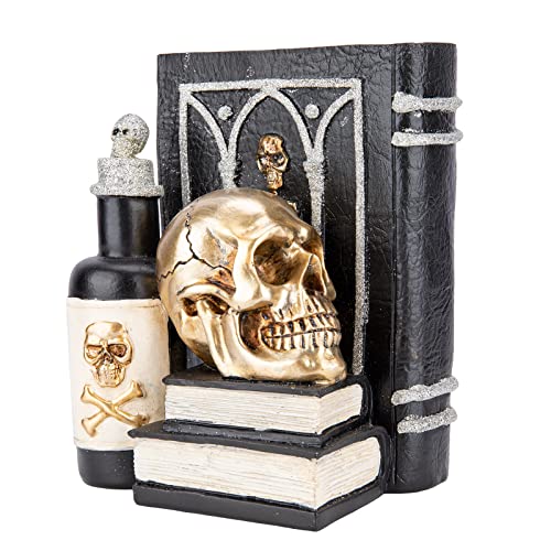 Ovewios Halloween Skull Decor, Gothic Skeleton Heads and Book Resin...