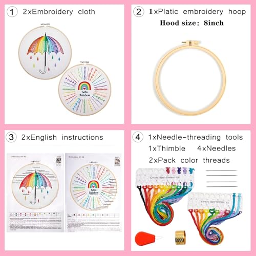 Image of Beginners Embroidery Stitches Practice Kits for Adults, Easy Embroidery Starters Kits for Beginners to Learn 32 Stitches, Hand DIY Embroidery Sets Needlepoint kits for adults, 1 Hoop (Video Tutorial)