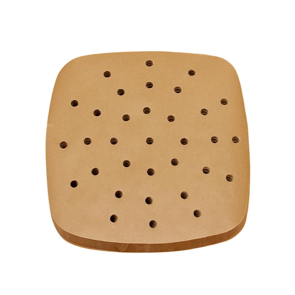 100 sztuk papieru do pieczenia Airfryer 18,5 x 18,5 cm, perforowany, kwadratowy papier do pieczenia do frytkownicy na gorące powietrze, nieprzywierający, odporny na olej, wodoodporny, do frytkownicy