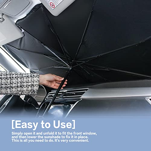 Yakefly Car Windshield Sun Shade Umbrella, Foldable Car Sunshade Front Window Cover Windshield Sunshades,Uv Protection,Foldable Windshield Umbrella Sun Shade Cover Visor,Fit For Most Cars(55"X 31") #TOP4