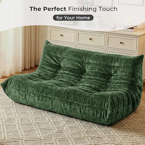 Image of HABUTWAY Giant Bean Bag Chairs Lazy Sofa for Adults,3 Seater,Green | 3 Seater Fireside Chair, Memory Foam Lazy Large Floor Bean Bag Sofa for Living Room, Bedroom, Dorm, Office