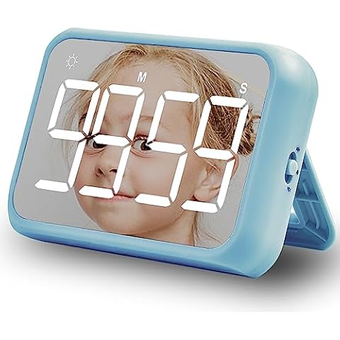 4-inch Timers for kids, Large Magnetic Digital Kitchen timers with Constant Bright Function for classroom, Silent Timer for Students and Teachers (1, Blue) Cover