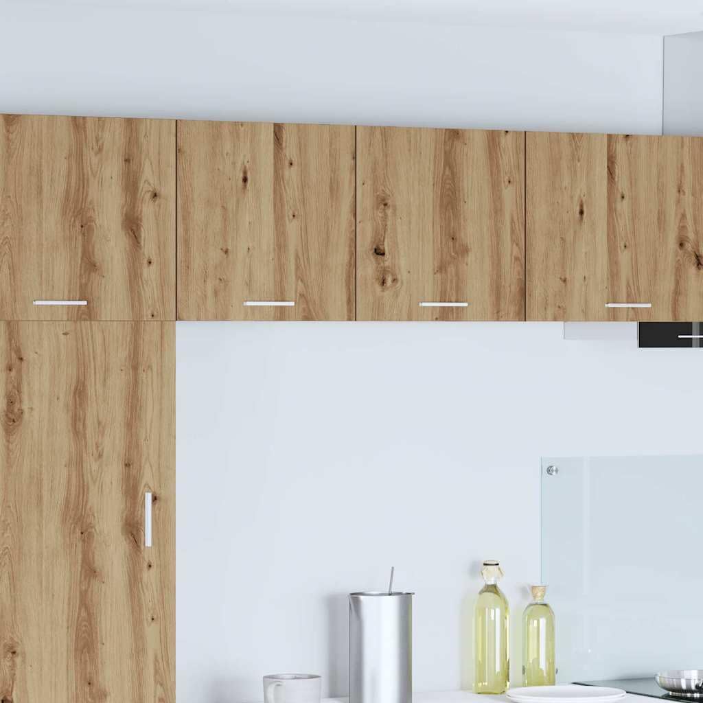 Armadietto pensile Riga, set di 2 pezzi, 40 x 31 x 40 cm, rovere Artisan, bianco, materiale in legno, moderno e durevole, per cucina, sala da pranzo, ufficio