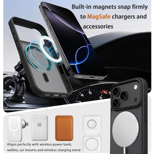 Image of iPhone 17 Pro Max Case, with Screen Protector X1, [Compatible with MagSafe], Lightweight Phone Case, Smooth Matte Finish (Black, iPhone 17 Pro Max)