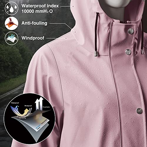 UNIQUEBELLA Upgrade Damen Regenjacke Wasserdicht Regenmantel Winddicht Wetterfest Übergangsjacke Mit Kapuze Mantel Jacke Outdoor
