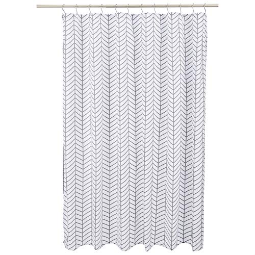 Amazon Basics Duschvorhang, Fischgrätmuster, 183 x 183 cm, Dunkelgrau