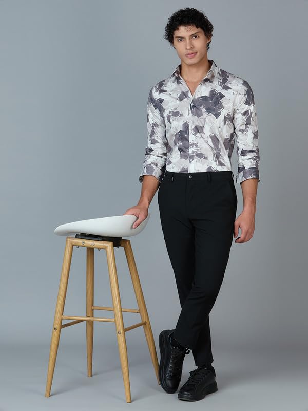 Image of Men's Printed Regular Fit Full Sleeves Cotton Formal Shirt