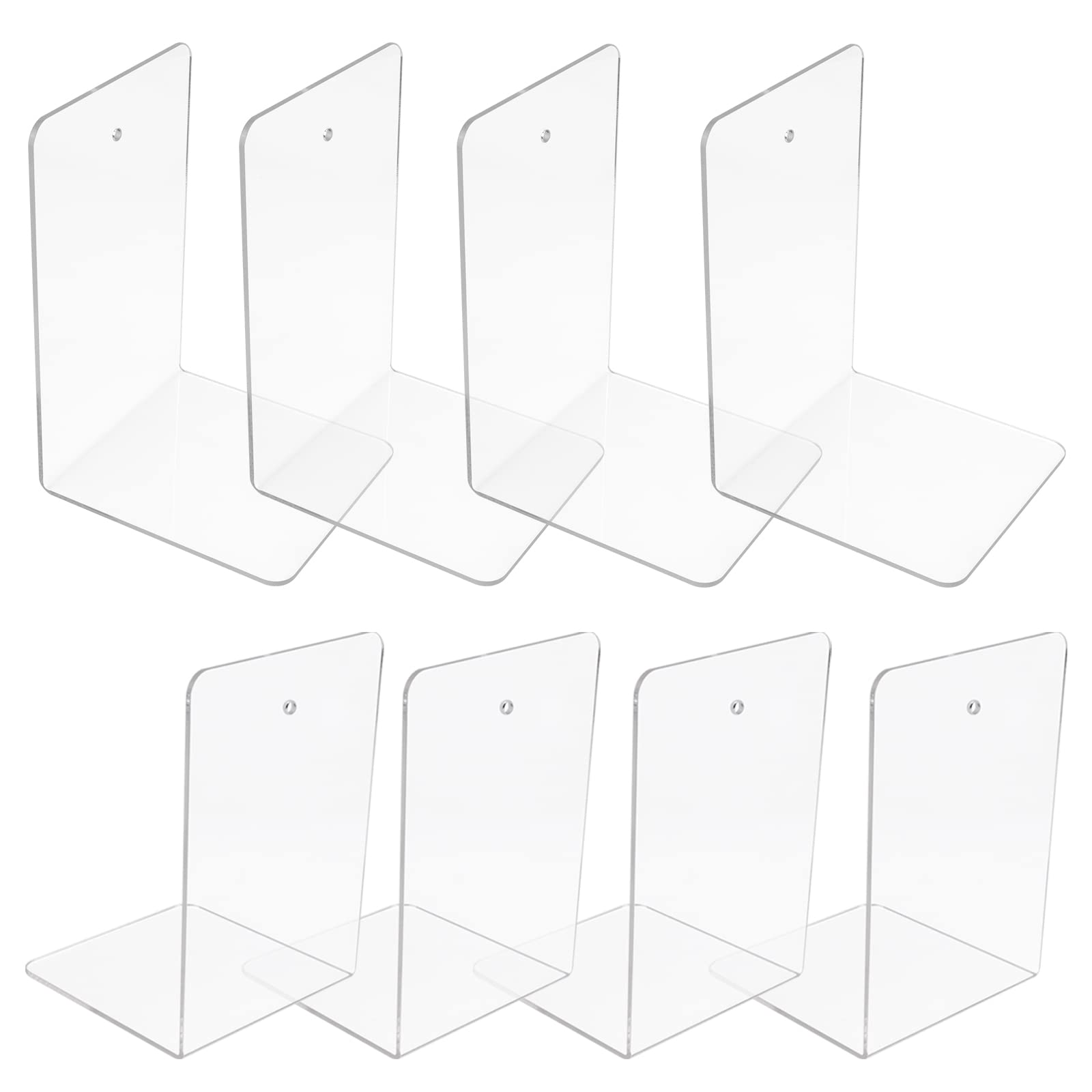 8 Piezas Sujetalibros de Acrílico Transparente, Organizador de Libros, Sujetalibros en Forma de L, Organizador de Escritorio Transparente para Oficina Estantería, 17,5×12×12 cm