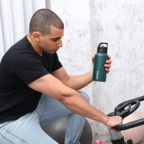 BJPKPK Garrafas de água isoladas com tampa de palha, garrafa de água de aço inoxidável de 765 g com