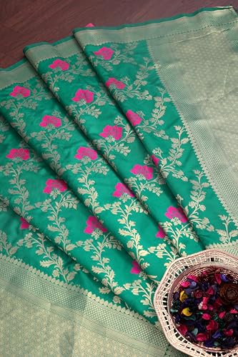 Image of DEVANGI Women's Woven Jacquard Banarasi Silk Printed Dupatta /Chunni with Meena Work, Width 1 Meter, Length 2.5 Meter