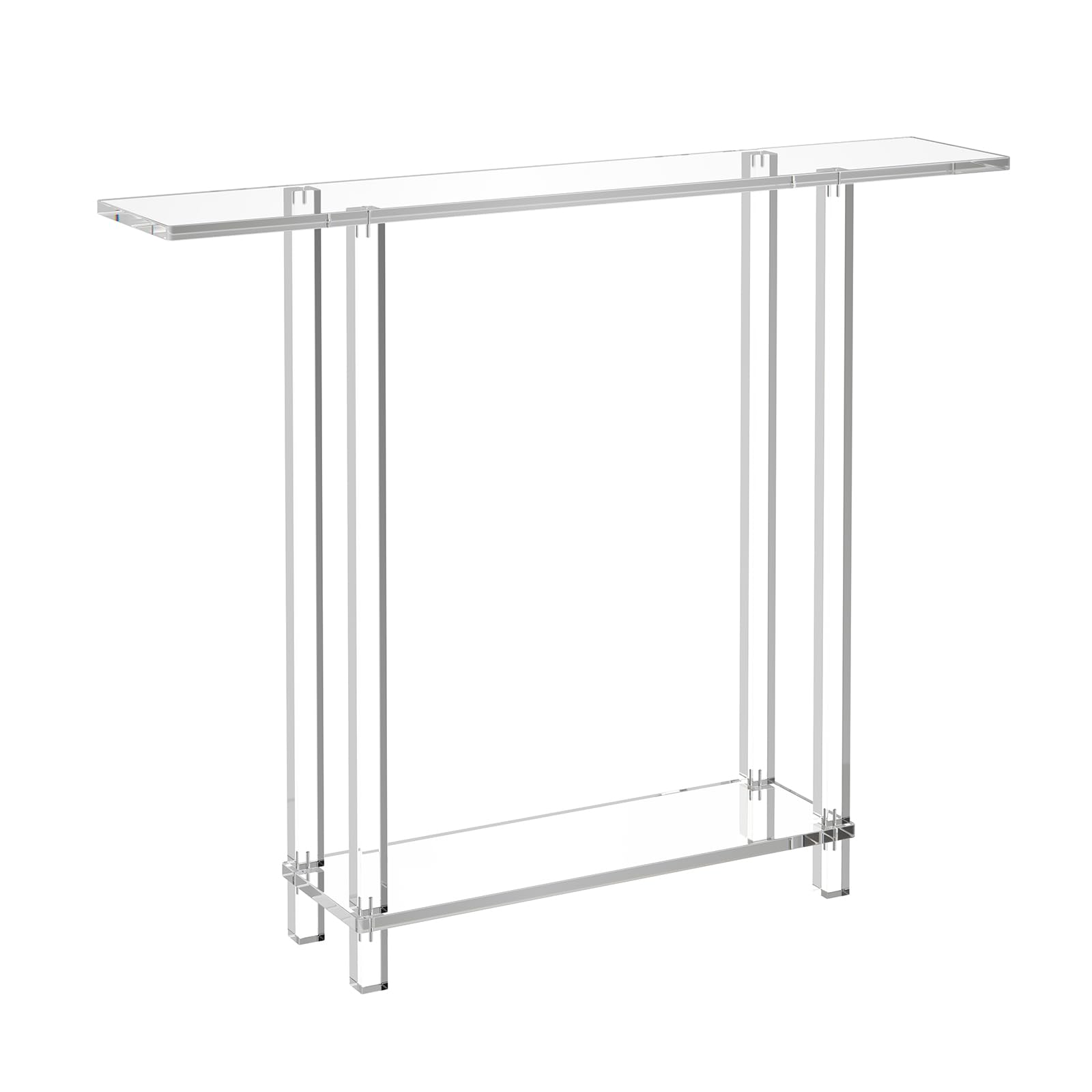 VEVOR Tavolo Consolle in Acrilico, con 2 Ripiani e Vano Portaoggetti Sottostante, Tavolino Rettangolare Moderno, Tavolo da Ingresso per Atrio, Corridoio, 19,3 x 100 x 80 cm, Trasparente