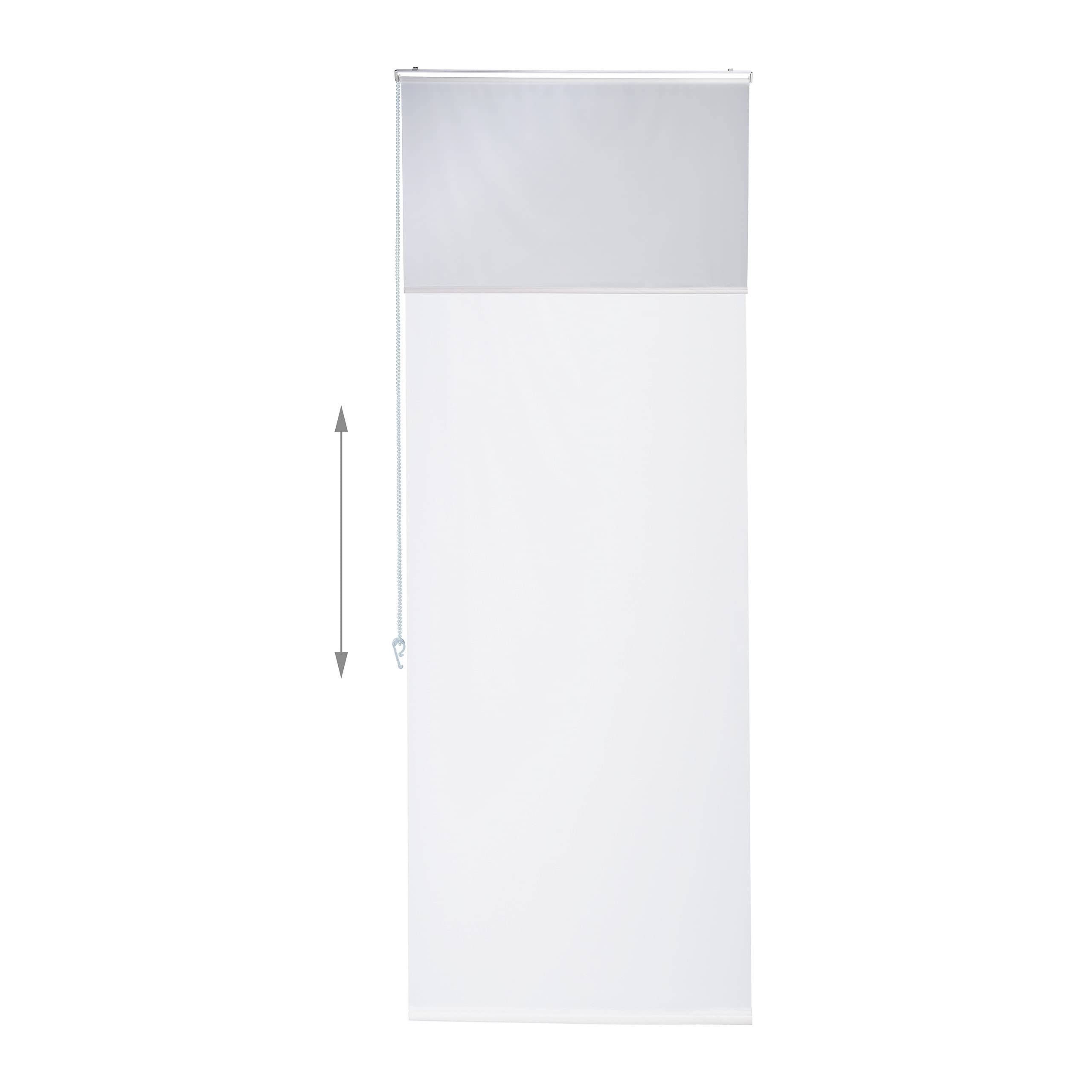 Relaxdays Tenda per Doccia Moderna, 60x240, Vasca da Bagno, Idrorepellente, Montaggio a Soffitto, Rullo Finestra,Bianca