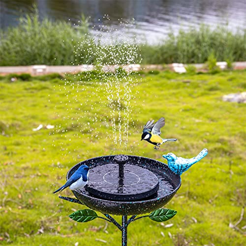 Dreamsoul Outdoor Garden Bird Bath Metal Bird Baths Cast Iron Birdbath With Metal Stake Tall Bird Bath For Yard Garden Decor(Dia - 9.5Inch) #TOP2