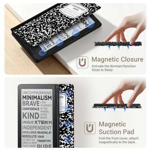 Image of CoBak Magnetic Case for XTEINK X4, Ultra-Lightweight Protective Cover for Xteink X4 E-Reader, Secure Magnetic Attachment(Notekbook Pattern)