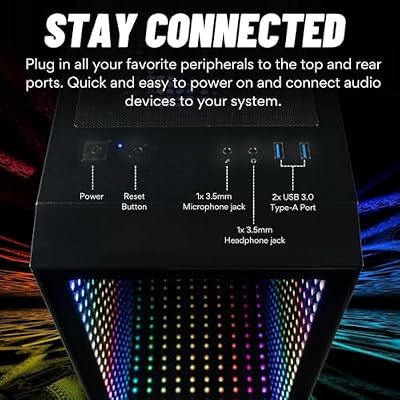 Computer Upgrade King Continuum Micro V2 mATX Infinity Mirror Gaming PC Tower Case w/ 6 Pre-Installed ARGB PWM Fans, Dual Mode Control (Mobo + Remote), ATX PSU Ready, 347mm GPU Space