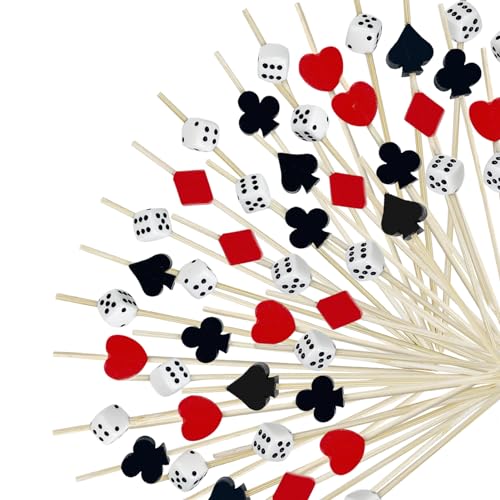 200Pcs Decorative Dice Cocktail Picks,4.7 Inch Casino Theme Party Toothpicks for Las Vegas Night Decorations Bunco Night Party Supplies