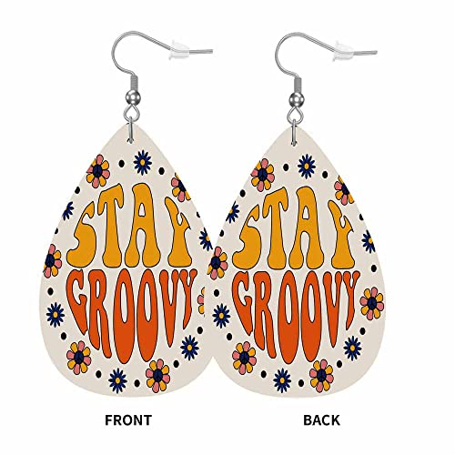 Leather Earrings for Women Teardrop Double-Sided Dangle Lightweight Leaf Earrings3