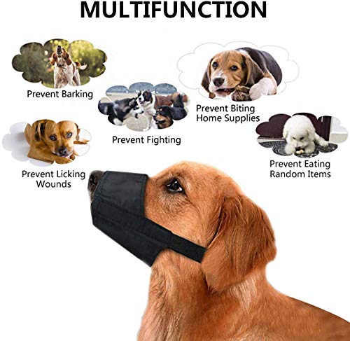 Amacoam Hund Maulkorb Nylon 7 Stück Einstellbare Atmungsaktive Sicherheit für Kleine, Mittlere und Große Hunde - Anti-Biss, Bellen, Kauen Schutz, Schwarz