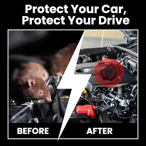 Image of MAK7 Ultrasonic Rat Repellent for car Engine | Underhood Rat Repellent for car Engine with Flashing LED Lights [VARAIBLE Frequency ] | Permanent Solution for Rats | Sleek Black| Easy Fitment|