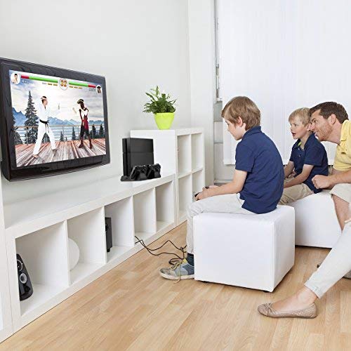 Cooling Dock for PS4/ PS4 Slim/ PS4 Pro, Multifunctional Vertical Stand with Dual Controller Charger Station, 3 Cooling Fans and 12 Game Disc Storage (Black)