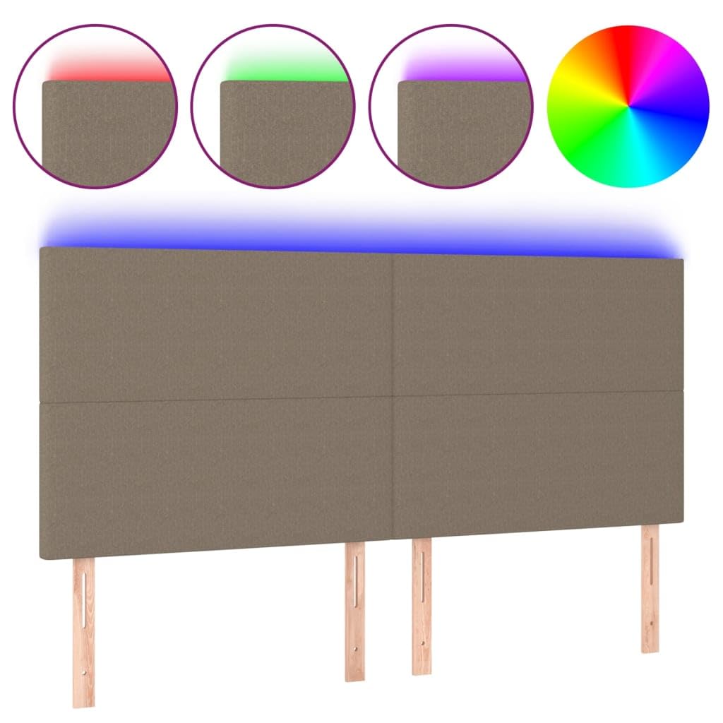 Zagłówek LED w kolorze szarobrązowym (taupe), 160 x 5 x 118/128 cm, materiał z regulacją wysokości, zagłówek łóżka z możliwością przycięcia, wyściełany do sypialni