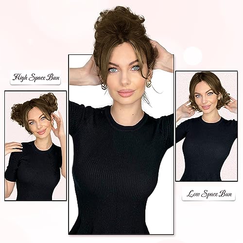 RUWISS Messy Bun Hair Piece 100% Human Hair Messy Rose Bun for Women Real Hair Scrunchies Updo Hairpieces Hair Chignon Extension(Blonde Mixed Light Blonde) - Image 2