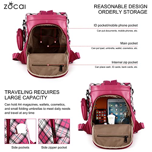 Image of ZOCAI Backpack Purse for Women Fashion Backpack Purses PU Leather Daypacks Anti-Theft Shoulder Bag Satchel Purse