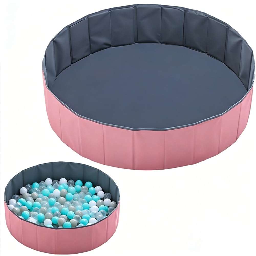 KUWUNG Ball Pit, Foldable Ball Pit for Dogs, Dog Ball Pit, Portable Ballpit, Waterproof Ocean Ball Pit Pool for Indoor Outdoor (100cm, pink)