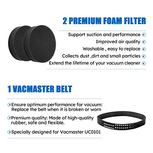 Image of Vacmaster 217163.01 3-Piece Vacuum Kit With Foam Filters & Vacuum Belt