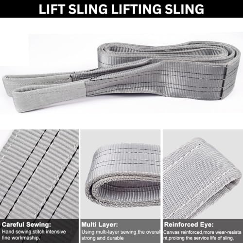 Image of Conclood India Closing Webbing Sling Lifting Belt | Towing Vehicle | For Lifting Heavy Weight | Use for Handling materials in warehouses | Polyeste Material | Grey Color (4 Ton 5 Meter).