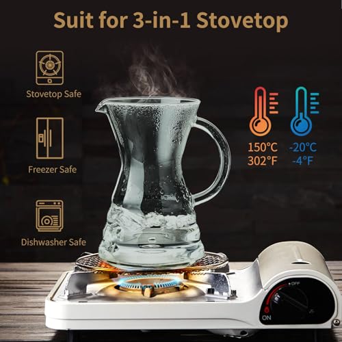 Image of Unbreakable - Pour Over Coffee Maker with Permanent Stainless Filter 27 fl oz, Thickened Heat-Resistant Borosilicate Glass Dripper Coffee Brewer, Stovetop Safe, Ink