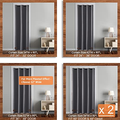 Thermal Insulated Door Curtains for Doorway Divider,Privacy Covering Blackout Winter Draft Cover Light Blocking Soundproof Curtain for Bedroom Closet/Sliding Glass Patio/Hallway,80 In Length,Grey/Gray - Image 2