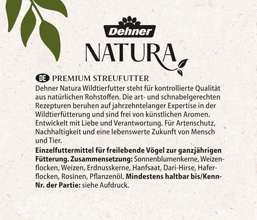 Dehner Natura Premium Wildvogelfutter, Streufutter, Ganzjahresfutter proteinreich / energiereich, hochwertiges Vogelfutter für Wildvögel, 3 kg