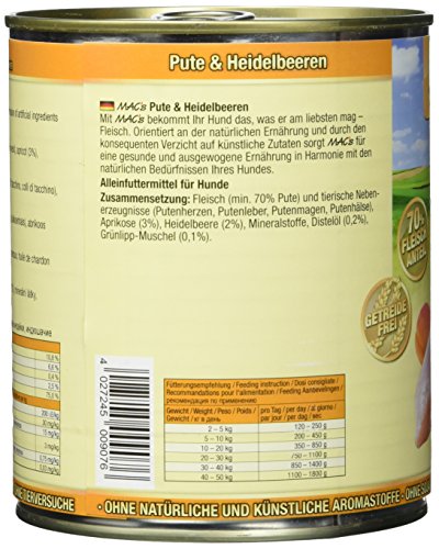 Mac's Pute & Heidelbeeren, 6er Pack (6 x 800 g)