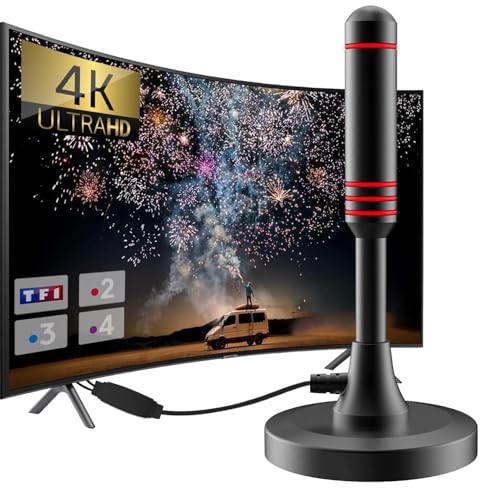 TV Antenna, Digital HDTV Antenna with Magnetic Base, HDTV Indoor Antenna with Amplifier Signal Booster with 200 Miles Reception Support 4K 1080P Smart TV Free View Channels