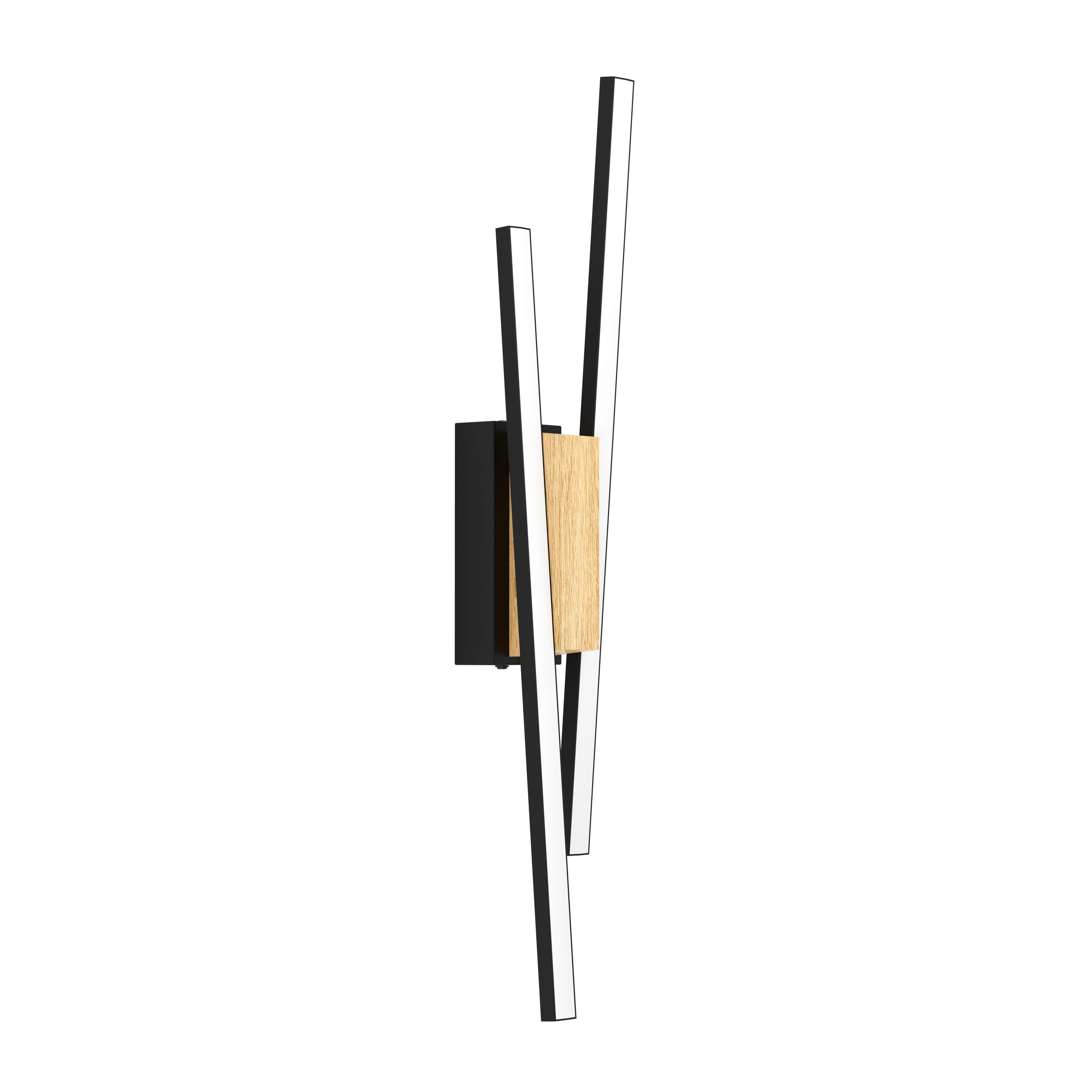 Eglo Panagria Led Wall Light, Black With Wood Detail