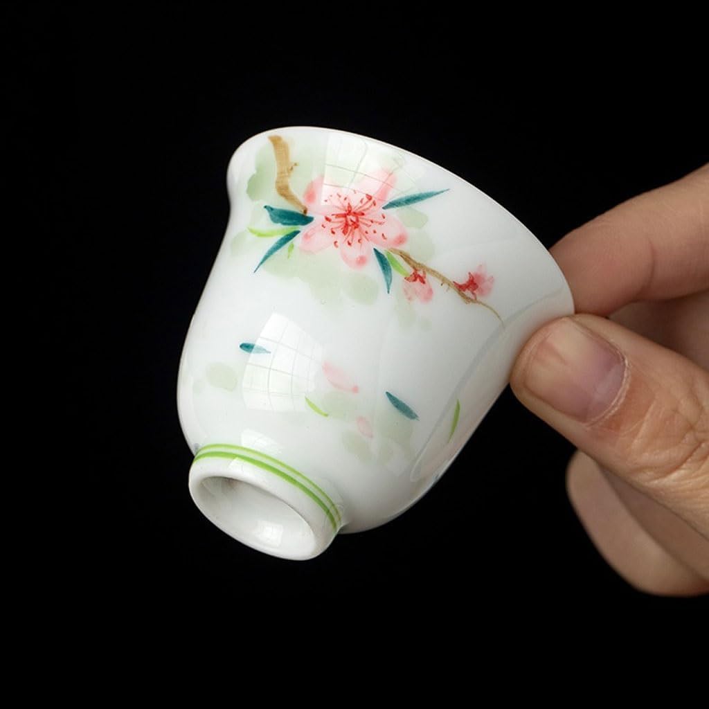 GSOUL Kungfu Tea cup Handmade Kung Fu Tea Set Ceramic Hand-painted Peach Blossom Cup Master Home Drinking Small Tea Cups
